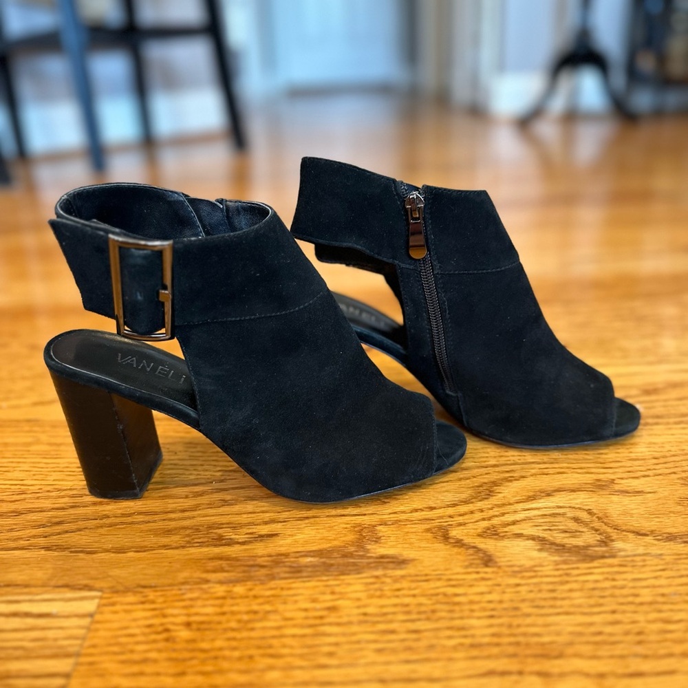 Vaneli Black Suede Booties